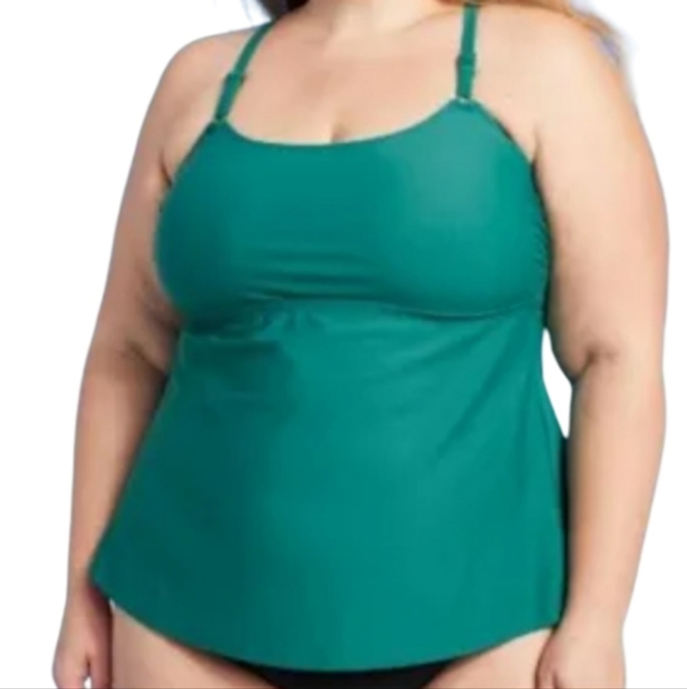 TEAL GREEN TANKINI WITH KEYHOLE BACK DETAIL SZ 3X NWOT